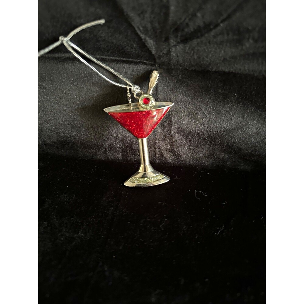 Gloria Duchin silver and red 2009 martini glass, cocktail ornament